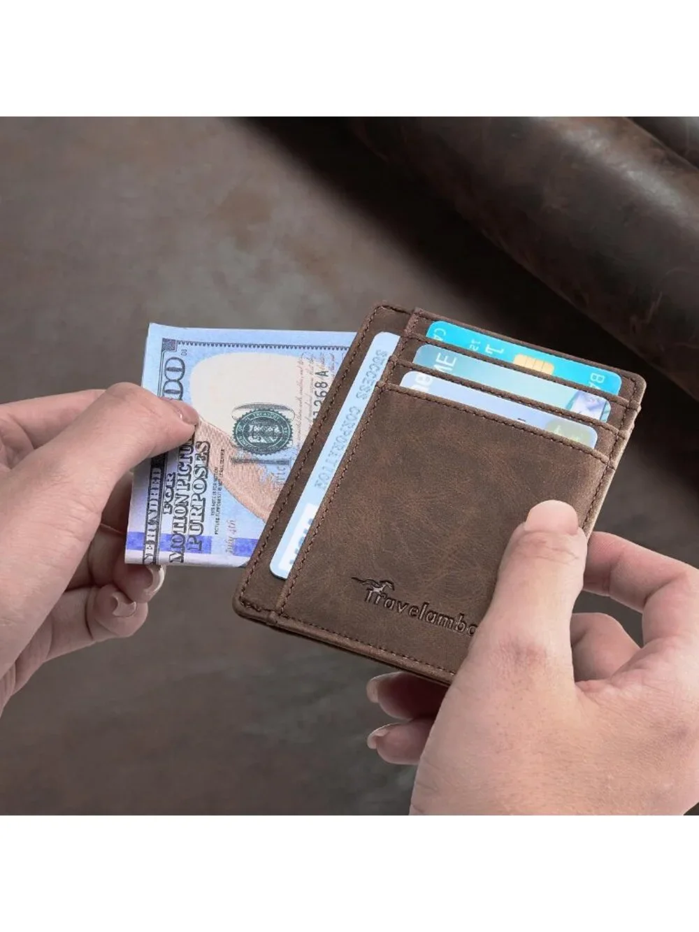 Slim Minimalist Leather Wallet | RFID Blocking | Front Pocket Design | Medium